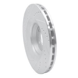 Audi A6 Brake Rotor (1) - Front Right - R1 Concepts - Drilled & Slotted - Silver - `05-`11